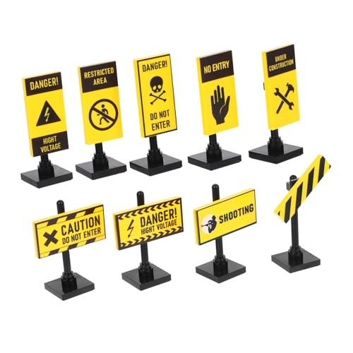 VICASKY 9St Warnschild- DIY Bauklötze Warnschilder Set mit Verkehrszeichen Deckenventilator Luftzubehör Verkehrsschilder für Mini-Signalschild- Abs von VICASKY