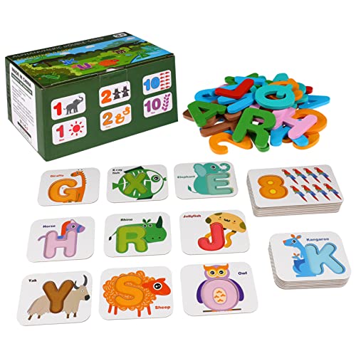 VICASKY Alphabet-Karten Rechtschreibkarte für Alphabet-Spiel Alphabet-Timer-Spiel Zahlenkarten pädagogische alphabetkarten Lernkarten Alphabet-Lernblock kindernummer sperren hölzern von VICASKY