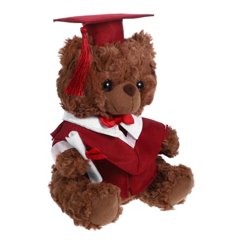 VICASKY Arztanzugbär Puppe Diplom-Puppe Mini-Abschluss-Stoffbären Doktorbär-Abschluss Dekoration plüschbär Kindergartenabschluss Bär Mini Stuffed Graduation Season Toy PP Baumwolle rot von VICASKY