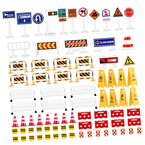 VICASKY Barrikade Schild Verkehrsschilder Kinderspielschild Straßenschild Modellspielzeug Straßenspielzeug Busspielzeug Bauschilder Kinderspielmatte Mini Bauschilder Und von VICASKY