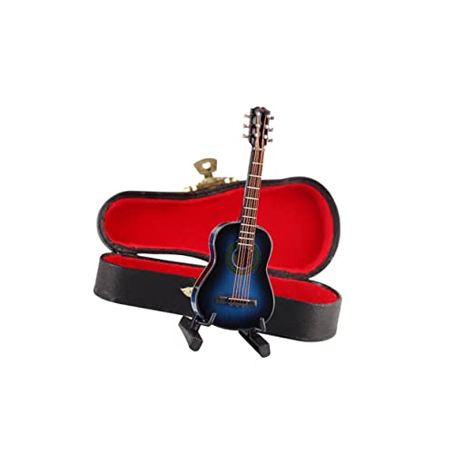 VICASKY Blaue Miniatur Gitarre Aus Holz Klassisches Musikinstrument Für Desktop Dekoration Mit Aufbewahrungsbox Und Ständer Perfektes Zur Graduierung von VICASKY