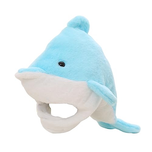 VICASKY Delphin-Hut kinderkostüme fashing costume tiermütze hatset Kopfbedeckung Plüschtiere Tierische Fingerpuppen Hasenmütze Frosch Partykostüm Hut Plüsch-Cosplay-Hut Sky-blue von VICASKY