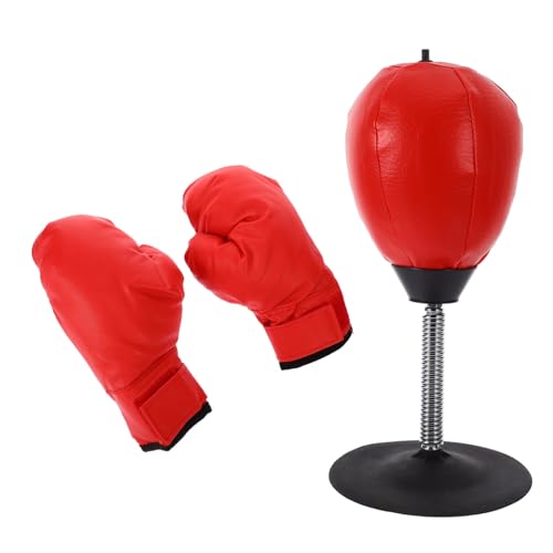 VICASKY Desktop Boxball Set Mit Saugnapf Reaktionsball Für Boxtraining Mit Handschuhen Und Pumpe Fitnessgerät Für Und Erwachsene Roter Boxball Für Das Heimtraining von VICASKY