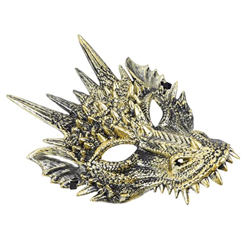 VICASKY Drachenmaske Drachen-cosplay-maske Krähe Halloween-3d-maske Schwarze Vollmaske Halloween-party-kostümmaske Halloween-drachenkostüm Cosplay-outfits Tierkopfmasken Golden Plastik von VICASKY