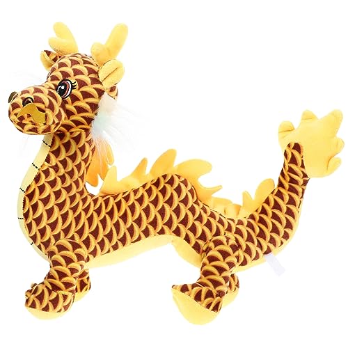 VICASKY Drachenpuppenmaskottchen Plüsch-drachenpuppe Drache Stoffpuppe Maskottchen-drachenmodell Chinesische Neujahrsdrachenpuppe Drachenpuppen- Drachenplüschpuppe Pp Baumwolle Yellow von VICASKY