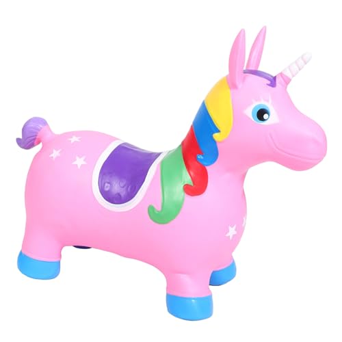 VICASKY Einhorn Aufsitzspielzeug Für Autospielzeug Aufblasbares Springpferd Einhorn-hüpfspielzeug Reiten Sie Auf Tierspielzeug Prallen Hüpfendes Federnd Rosa PVC von VICASKY