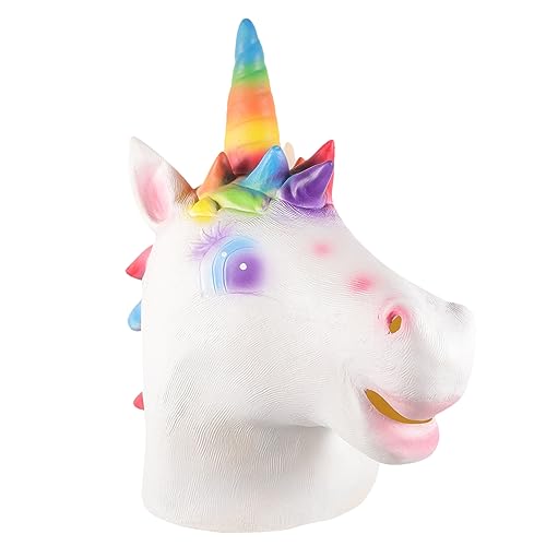 VICASKY Einhorn Verkleiden Lustige Tiermaske Tierkopfmaske Kopf Cosplay Requisiten Lustige Masken Süße Tiermaske Halloween-kostüm-requisiten Neuheit Cosplay Requisiten Süße Maske Emulsion von VICASKY