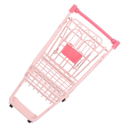 VICASKY Einkaufswagen Mini-handwagen Kinderwagen Miniatur-einkaufskorb Aufbewahrungsbehälter Faltbarer Wagen Mini-aufbewahrungskorb Puppenaufbewahrungsnetz Wohnaccessoires Klein Rosa Eisen von VICASKY