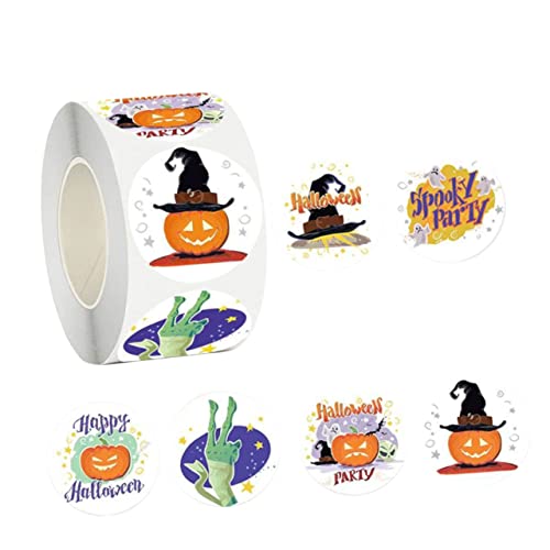 VICASKY Etikettenaufkleber Halloween-Aufkleber Kreis Aufkleber Geschenketikett Selbstklebender Dichtungsaufkleber Runde Etiketten Halloween-siegelaufkleber Kupferplattenaufkleber Colorful von VICASKY