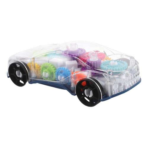 VICASKY Getriebe Spielzeugauto Leuchtendes Spielzeugauto Batteriebetriebene Autos Für 3-5 Transparenter Getriebewagen Cartoon-autospielzeug Mit Leichter Musik Getriebe Auto Plastik von VICASKY