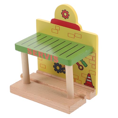 VICASKY Gleiszubehör spaß Kinder holzspielzeug Kinder Spielzeug Ersatzteile für Züge wischtelgeschenk Toys Bahnhof aus Holz Zugszenen-Layout-Requisite Modell Einer Eisenbahn-Tankstelle von VICASKY