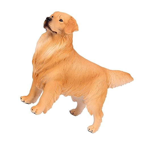 VICASKY Golden Retriever-Ornament Figur Nachgemachte Hundepuppe Schmücken Dekoratives Tiermodell Hunde Tiere Simulationshundedekore Fotografie-Requisiten Desktop- Plastik von VICASKY