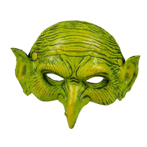 VICASKY Halbgesicht Hexenmaske Grüne Karnevalsmaske Für Halloween Cosplay Und Kostümparty Realistische Party Maske Für Frauen Und änner von VICASKY