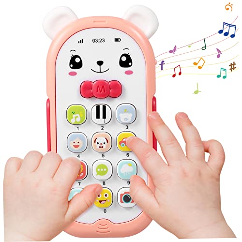 VICASKY Handyspielzeug Für Mädchen Instrument Für Kleinkinder Babys Telefon Trommel Babyphone 6 Monate -Handy Abs Rosa von VICASKY