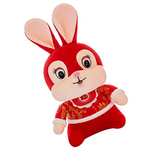 VICASKY Hasenpuppe des neuen Jahres süßes Puppenplüschtier Generisches Plüschspielzeug Hachiware Animal Figures Cuddly Bunny Toy schöne Hasenpuppe Schönes Hasen-Stofftier kurzer Plüsch rot von VICASKY