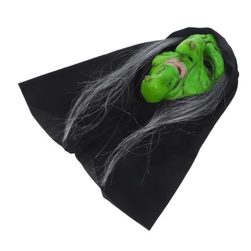 VICASKY Hexenmaske Halloween-maske Hexenhut Halloween Neonmaske Masken-cosplay Hautpflegeprodukte Am Gruseligsten Gesicht Kessel Halloween-fensteraufkleber Skelett Emulsion Green von VICASKY