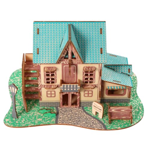 VICASKY Holzhaus Puzzle- Aus Holz Pädagogisches Holzpuzzle -Puzzle- Blue von VICASKY