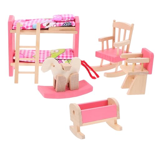 VICASKY Holzhausmöbel Miniatur-Kinderzimmer-Set | Spielhausspielzeug Für Kinder von VICASKY