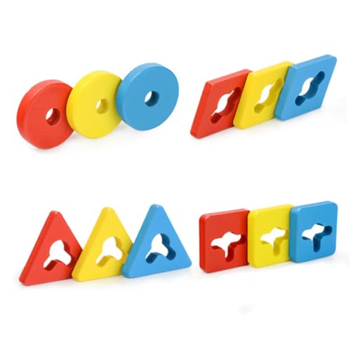 VICASKY Holzpuzzle Set Für 4 Teiliges Lernspielzeug Mit Geometrischen Formen Pädagogisches Steckpuzzle Für Vorschulkinder Kreatives Und Interessantes Für Frühkindliche Bildung von VICASKY