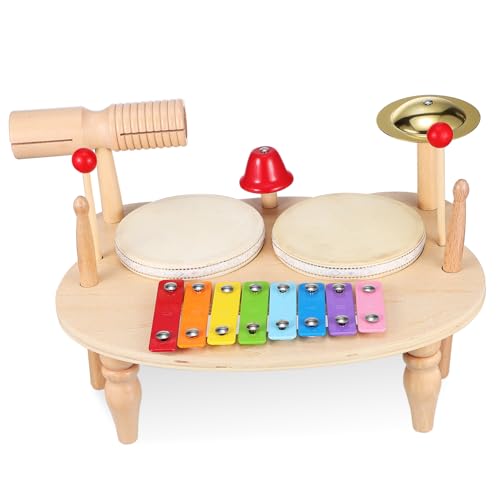 VICASKY Holzschlägel musikinstrumente Musical Instruments Kinderinstrument Schlaginstrument Drums xylofon Musikinstrument Xylophon Schlagzeug Handtamburin Percussion Handtrommel hölzern von VICASKY