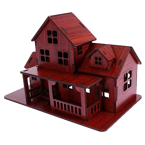 VICASKY Holzspielzeug Selber Machen Kunstpflanzen Drinnen Papphaus Modellbausätze Mini- Musterhaus Baukasten Bausatz Puzzlematte Modellbau Aus Holz Montagehaus Aus Holz Brown von VICASKY