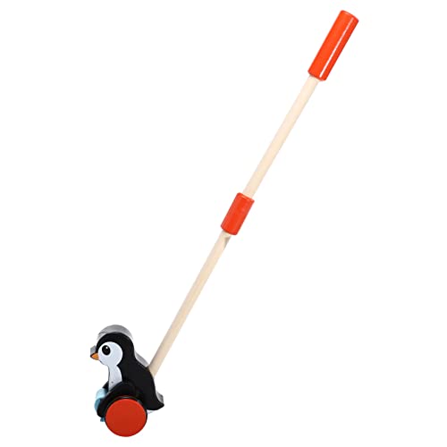 VICASKY Holzspielzeug Wagentyp Cartoon Tier Push and Pull Lernwalker Für Kleinkinder Schiebewagen Mit Pinguin Design Zum Laufen Lernen Fördert Die Motorischen Fähigkeiten von VICASKY