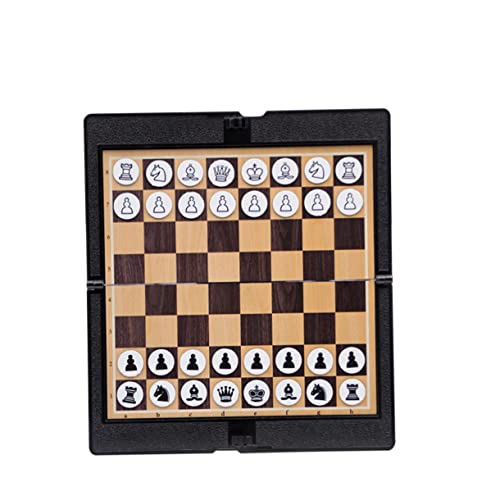 VICASKY Internationale Dame Backgammon Internationales Schach Ludo Schach Klappbares Reisespiel Tragbar Taschen-Schach-geldbörse Schachbrett-geldbörse Kette Planke Spiele Bretter Black von VICASKY