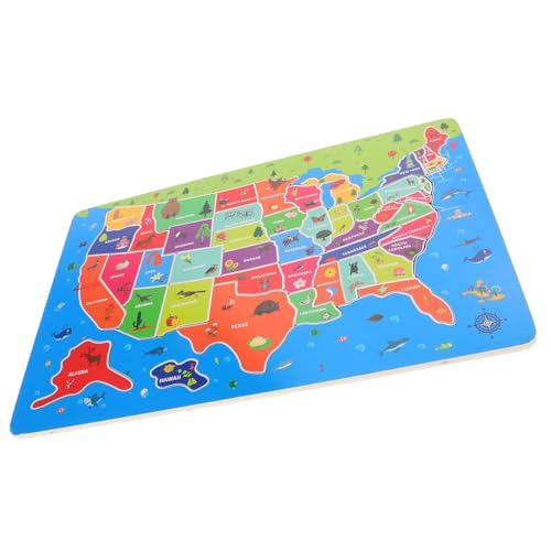 VICASKY Karten-Puzzle- Kinderkarte Karte der Vereinigten Staaten Amerikanisches Puzzle Holz USA Karte Puzzle USA Staaten Puzzle Karte für das Klassenzimmer Lernrätsel hölzern von VICASKY