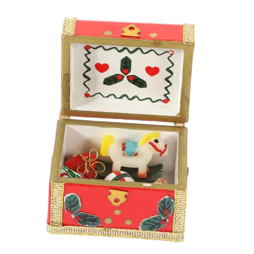 VICASKY Kasten Dekorationen Spielzeug Puppenschrank Fee Miniaturornament Miniaturmöbel Mini-Ornament-Puppen Puppenwagen Mini-boxenmodell Weihnachtsschmuck Wohnlayout-dekor Holz Rot von VICASKY