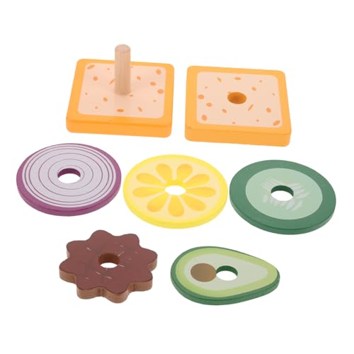 VICASKY Koch-spielset Spielzeug Für Kinder Sandwich-Chips-Set Rollenspiel-küchenzubehör Stapel-erkenntnisspielzeug Holz-lebensmittelspielzeug Für Jungen Und Mädchen von VICASKY