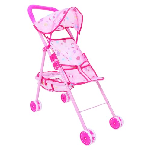 VICASKY Kinderwagen puppenbuggy Puppen Wagen car kinderlaufwagen sackkaren Mädchen Kleinkinder Babyauto Kindertrolley Spielzeug Simulationspuppenwagen Kleiner Puppenwagen Eisen Rosa von VICASKY