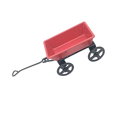 VICASKY Kleine Zug Karren Dekoration Mikro-Landschaftsstütze Mini-Hausgartenwerkzeug Wagen Warenkorb tiegerbalm red Mini gartenwerkzeug Mini-Hausdekoration Mini-Gartengerät Legierung rot von VICASKY