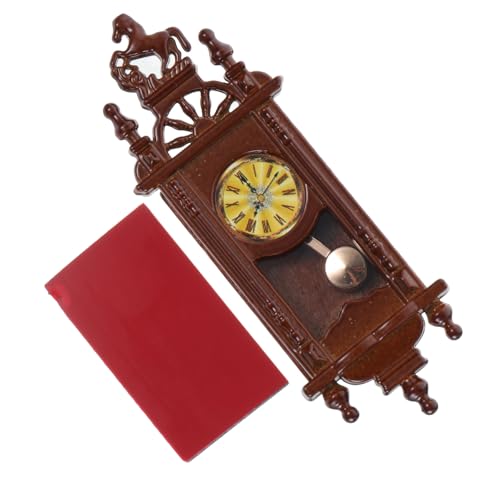 VICASKY Kleiner Glocken anhänger Miniatur-Standuhr geführte Uhr Mini-Puppenhausuhr Retro Pendeluhr adventsgeschenke Vintage Dekoration Miniature Holzuhrfigur Mini-Tischuhr Legierung von VICASKY