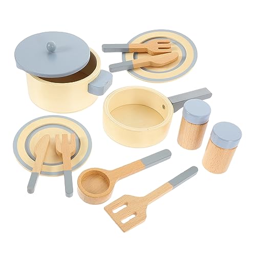 VICASKY Kochgeschirr Spielset Aus Holz Für Kleinkinder Teiliges Rollenspielspielzeug Für Kinderküche Mit Bunten Töpfen Und Pfannen Ideales Zubehör Für Fantasievolles von VICASKY