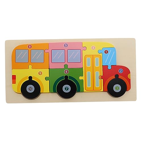 VICASKY Kognitives dreidimensionales Puzzle Puzzle rätselbuch zabawki stymulujące rozwój Jungs- Cartoon-Puzzle- Bus-Puzzle aus Holz hölzern von VICASKY