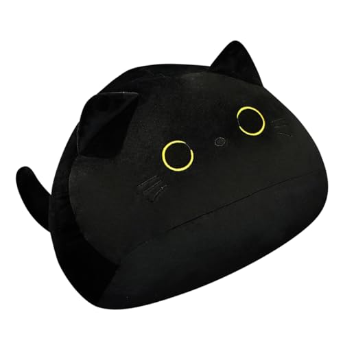 VICASKY Kopfkissen gefüllte Katzenpuppe geschmeidiges Dekokissen schwarzes Katzenkissen gefülltes Katzenkissen Körperkissen Cute Pillow Throw Pillow Plüschtier gefüllte Puppe Stoff Black von VICASKY