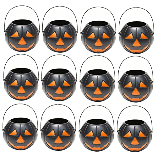 VICASKY Kürbis Eimer Halloween-dekorationen Halloween-goodie-korb Kürbis Geschenkeimer Trick Süßigkeiten Behandeln Halloween-zubehör Halloween-süßigkeiten-eimer Schmuck Eimer Plastik Black von VICASKY