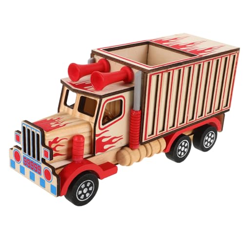 VICASKY LKW-Modell Miniatur-LKW-Ornament LKW-Dekoration Kleiner Lastwagen LKW-Figur Spielzeuglastwagen LKW-Ornament Aus Holz LKW-Handwerk Ruck-Spielzeug Autoschmuck Aus Holz Hölzern von VICASKY