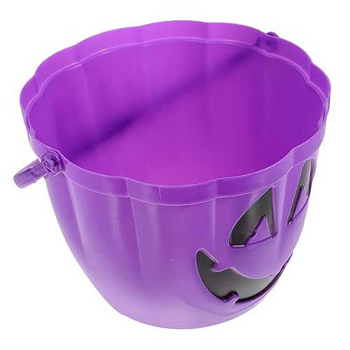 VICASKY Leuchtender Kürbiseimer Füllstoffe Plätzchen Gummiartig Halloween-süßigkeitenschale Eimer Für Halloween-leckereien Halloween-kürbis-eimer Geführt Produkt Augäpfel Violett Plastik von VICASKY