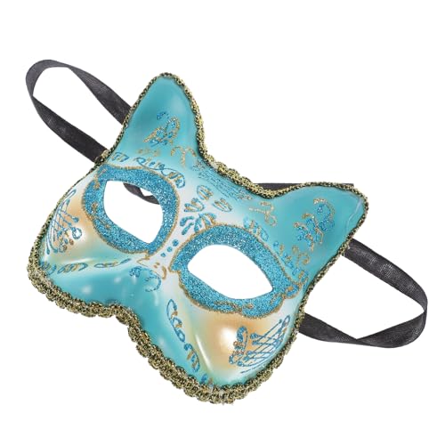 VICASKY Maske Halloween Cosplay Dekorativ Katzenkopf Partyzubehör Partygeschenk Sky-blue Plastik von VICASKY