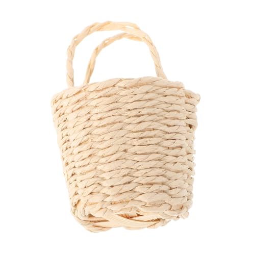 VICASKY Mini-Aufbewahrung skorb Mini Brotkorb-Spielzeughaus Webstuhl Puppenhaus Mini Korb Korb Körbe zum Sammeln von Eiern Einkaufskorb vortäuschen Rattan Beige von VICASKY