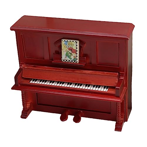 VICASKY Mini-Piano-Modell Puppenhausklavier Puppenhaus-miniaturklavier Miniatur-klaviermodelle Klavier Für Puppenhaus Holz Rot von VICASKY