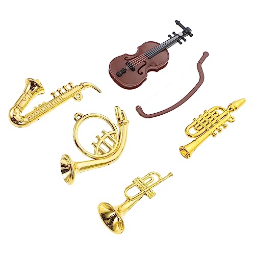 VICASKY 1 Set Mini Musikinstrument Modell Für Puppenhaus Violine Saxophon Trompete Und Mehr 5 Teiliges Musikornament Für Kreative Dekoration Und Rollenspiel von VICASKY