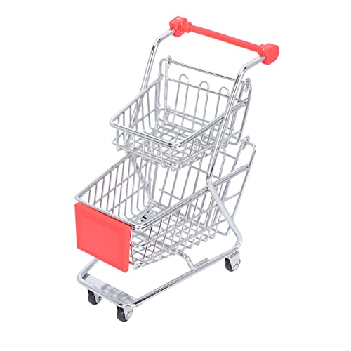 VICASKY Mini-Wagen Mini-aufbewahrungskorb Kinder Schubkarre Spielzeug Zum Aufbewahren Von Einkaufswagen Kreatives Geschirr Simulations-Trolley-Spielzeug Wagenverzierung Dekor Rot Eisen von VICASKY