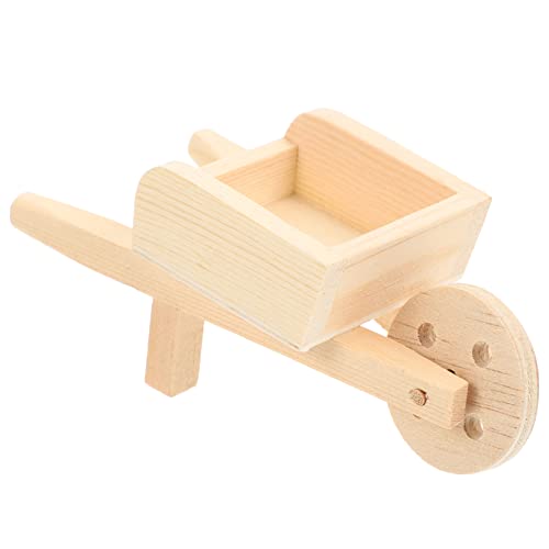 VICASKY Mini-Wagen Miniatur Schubkarre Rad Stütze Einkaufswagen Miniwagen Wagenmodelle Warenkorb-Modell Mini-landschaftsverzierungen Kleines Wagenmodell Mikrolandschaftsornament Holz von VICASKY