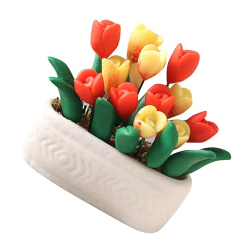 VICASKY Mini-tulpentopf Klein Künstlich Heimwerken Blumen- Kugelzellstoff-topfpflanze Miniaturen Anlage Fee Im Freien Minifiguren Miniaturpflanzen Für Puppenhaus Spielzeug Plastik Colorful von VICASKY