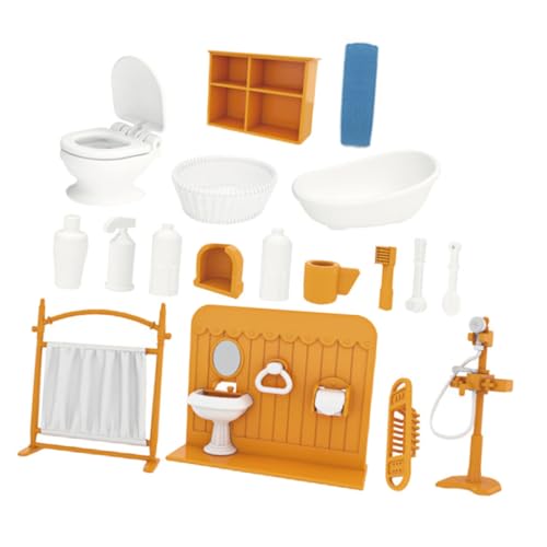 VICASKY Miniatur Badezimmermöbel Set Für Puppenhaus Inklusive Badewanne Toilette Und Zubehör Ideal Für Kreatives Rollenspiel Und Fantasievolles Spielvergnügen Für von VICASKY