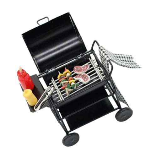 VICASKY 1:12 Puppenhaus Grillwagen Spielzeug Miniatur Grillauto Und Mädchen Kochspielset Spielzeug von VICASKY