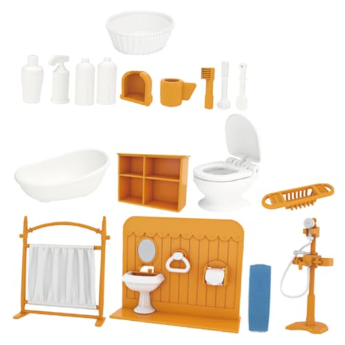 VICASKY 1 Set Puppenhaus Badezimmermöbel Set Miniatur Badewanne Toilette Und Badezimmeraccessoires Für Rollenspielspielzeug Für Kreatives von VICASKY