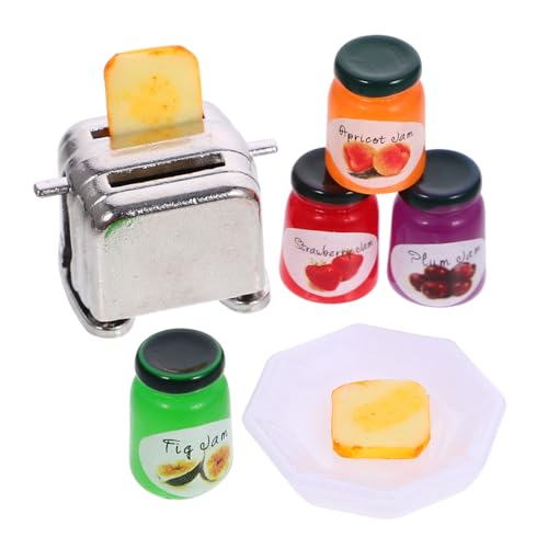 VICASKY Miniatur Puppenhaus Küchenzubehör mit Toaster Mini Brot und Marmeladenflasche Realistisches für Rollenspiel und Puppenhaus Küche Zubehör VICASKY Miniatur Puppenhaus Küchenzubehör mit Toaster Mini Brot und Marmeladenflasche Realistisches für Rollenspiel und Puppenhaus Küche Zubehör von VICASKY
